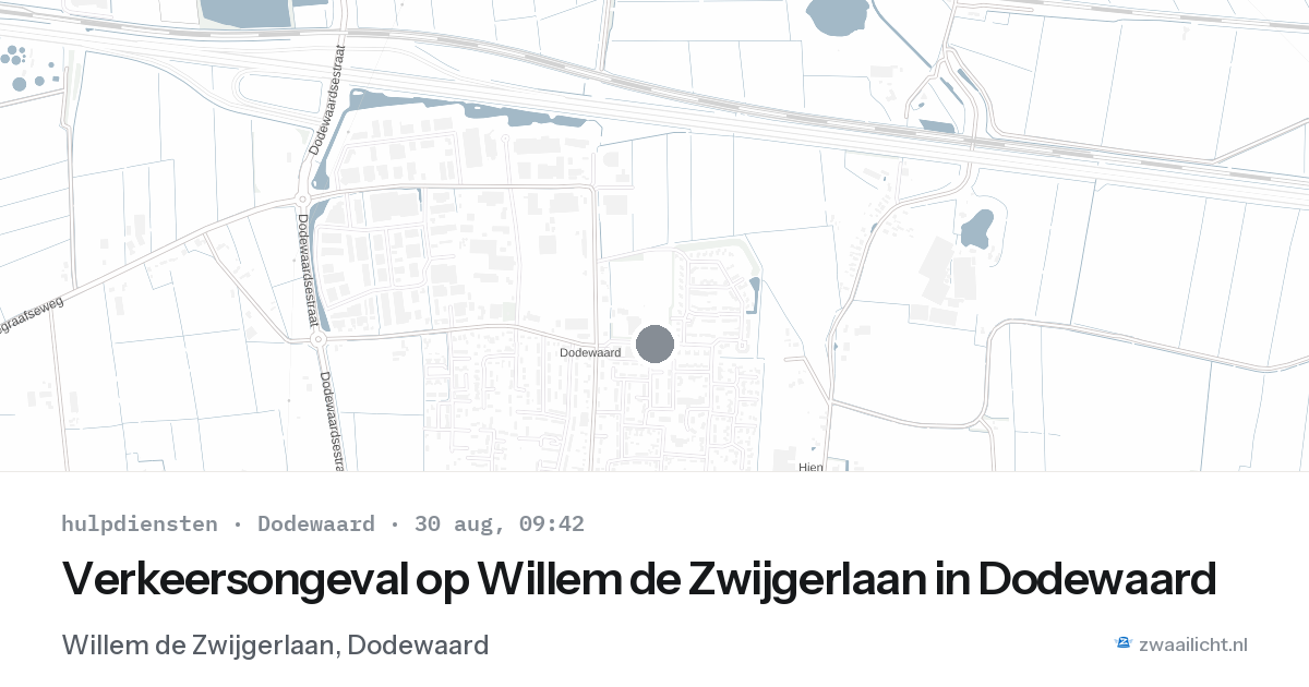 Verkeersongeval op Willem de Zwijgerlaan in Dodewaard — 30 aug 2026