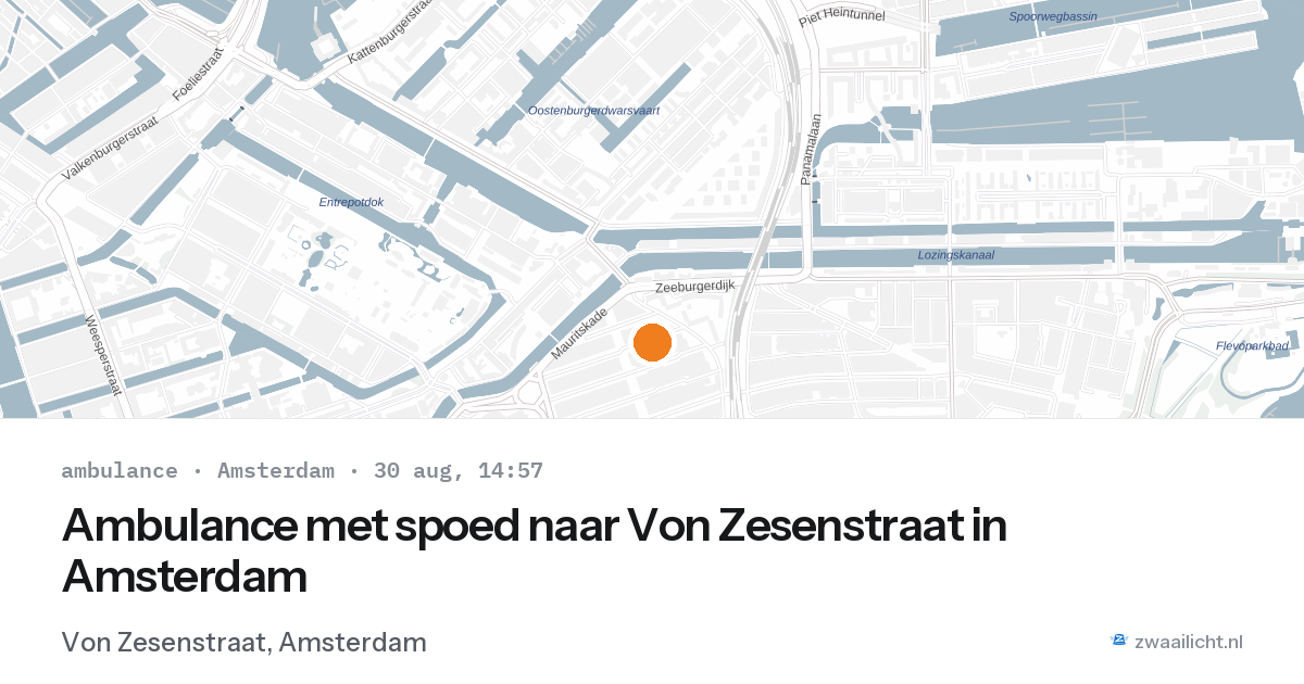 Ambulance met spoed naar Von Zesenstraat in Amsterdam — 30 aug 2026