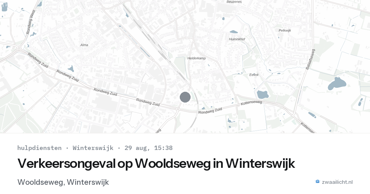 Verkeersongeval op Wooldseweg in Winterswijk — 29 aug 2026