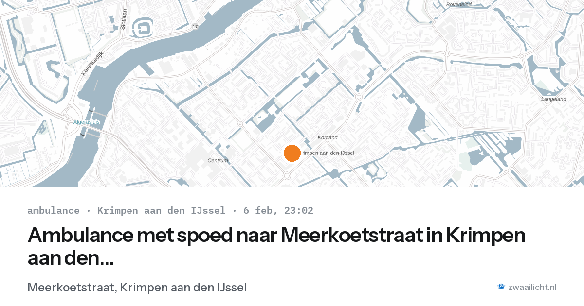 Ambulance met spoed naar Meerkoetstraat in Krimpen aan den IJssel — 6 feb 2026
