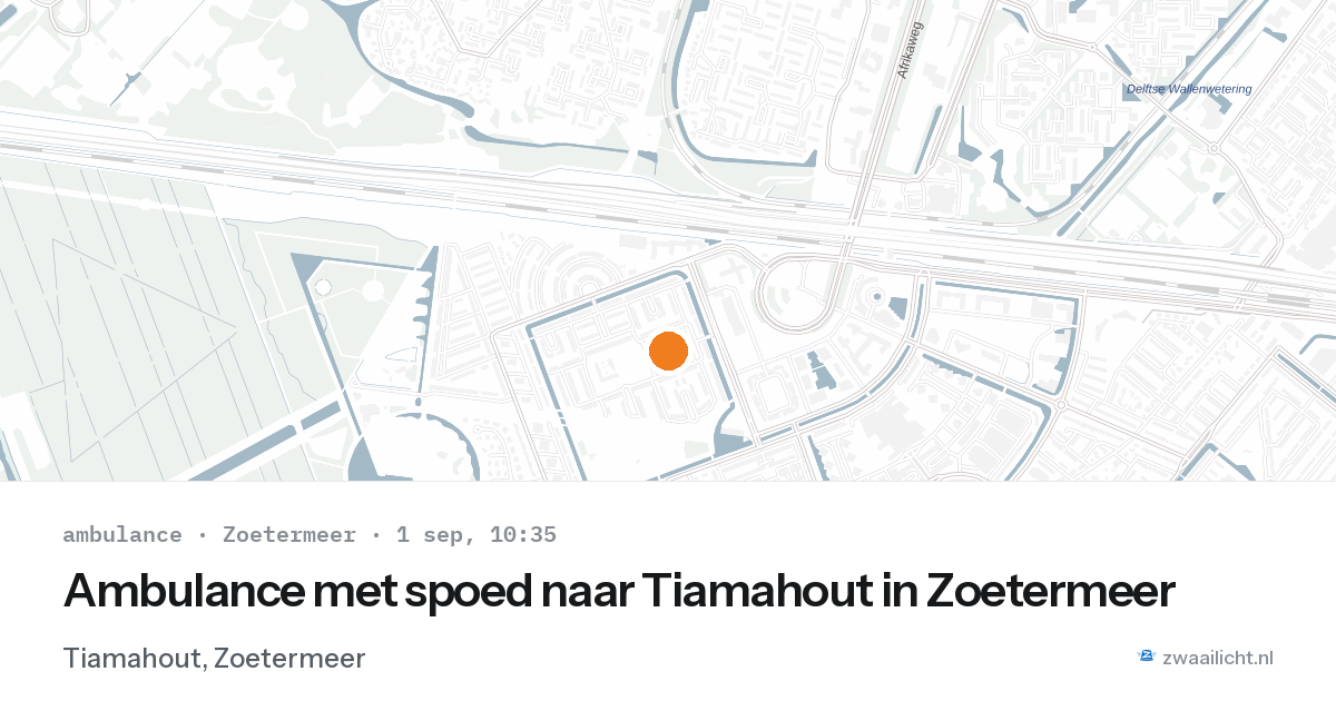 Ambulance met spoed naar Tiamahout in Zoetermeer — 1 sep 2026