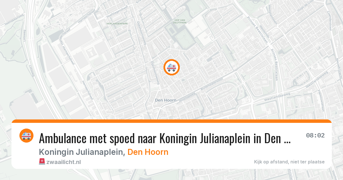 Ambulance met spoed naar Koningin Julianaplein in Den Hoorn — 24 jun 2026