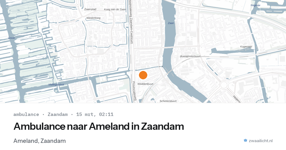 Ambulance naar Ameland in Zaandam — 15 mrt 2026