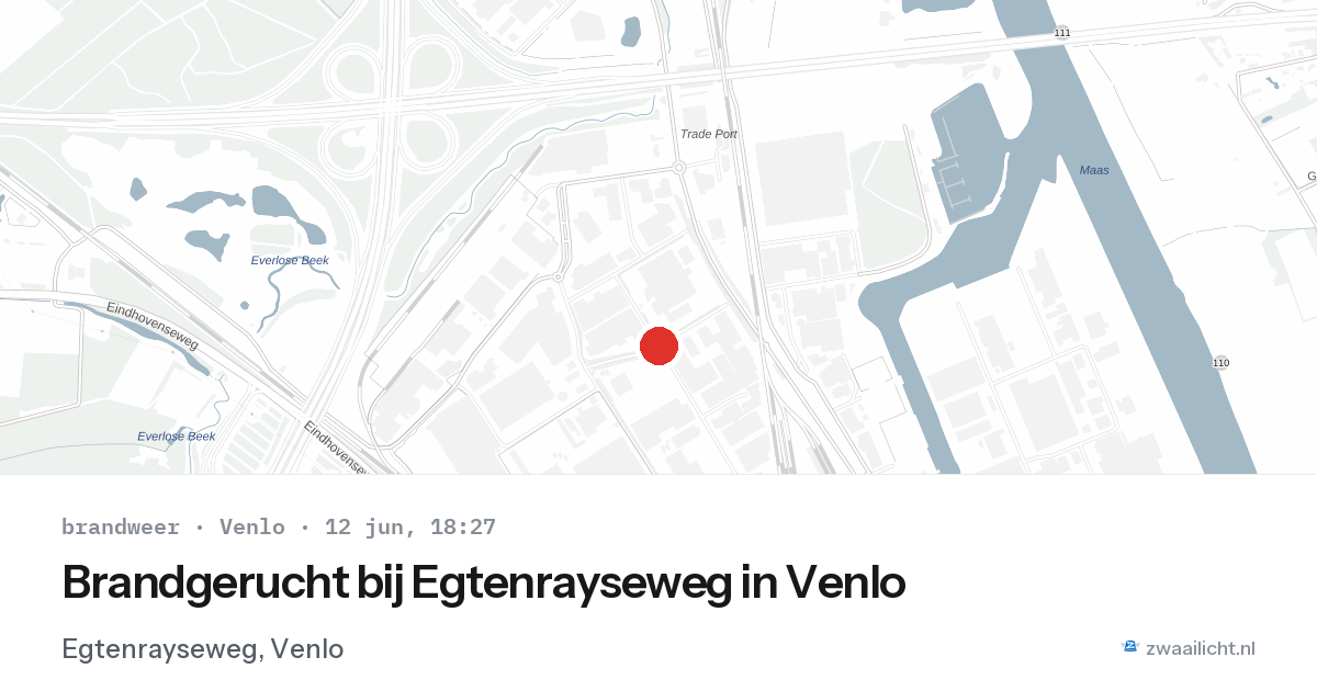 Brandgerucht bij Egtenrayseweg in Venlo — 12 jun 2026