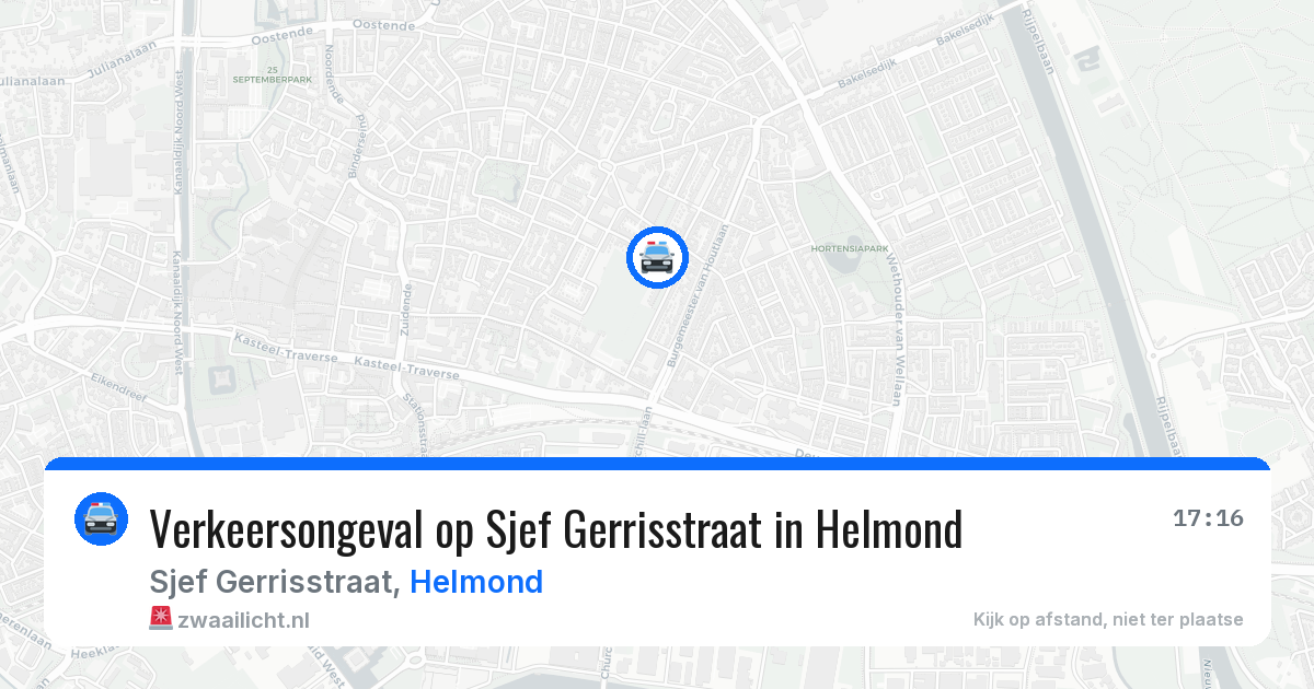 Verkeersongeval op Sjef Gerrisstraat in Helmond — 10 jun 2026