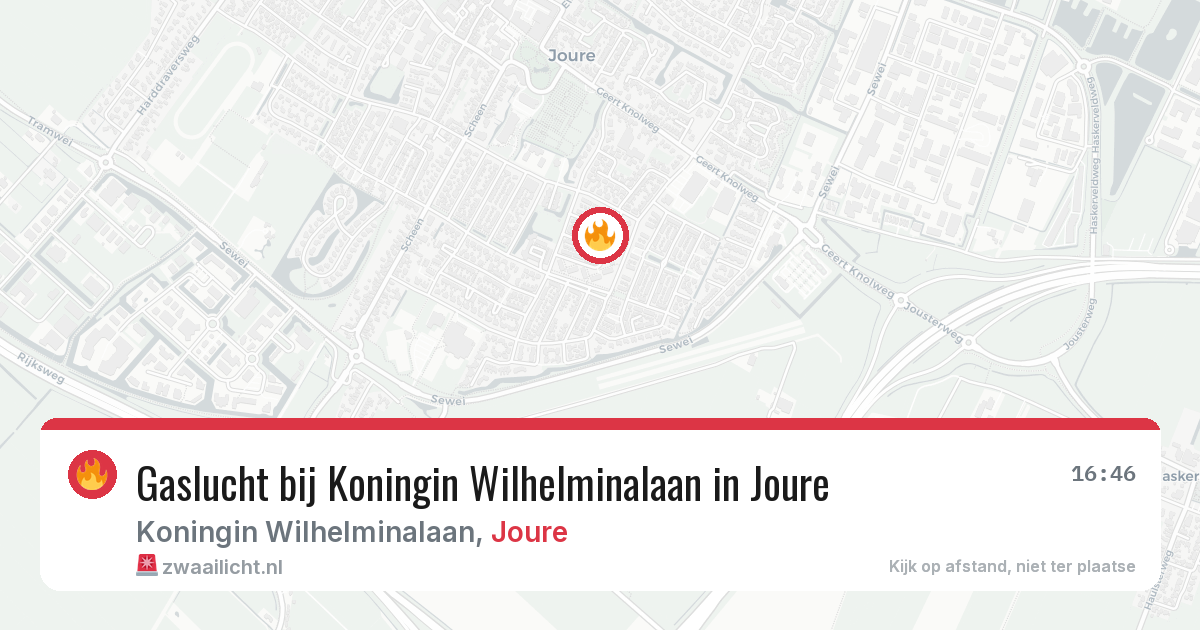 Gaslucht bij Koningin Wilhelminalaan in Joure — 1 jul 2026