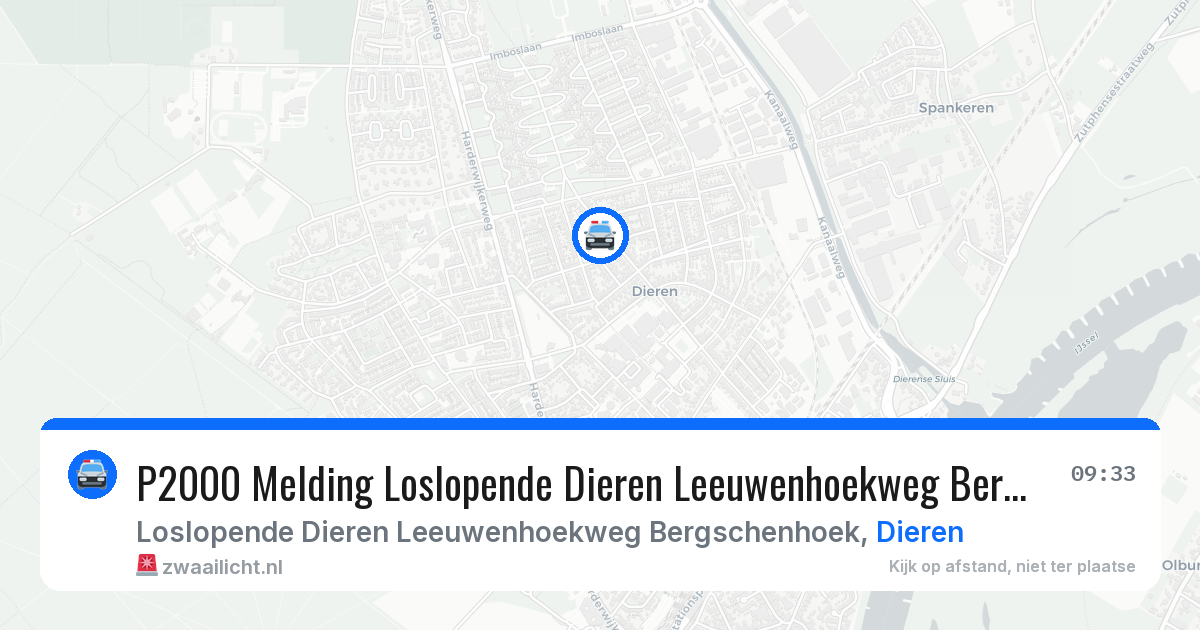 P2000 Melding Loslopende Dieren Leeuwenhoekweg Bergschenhoek, Dieren — 1 jun 2026