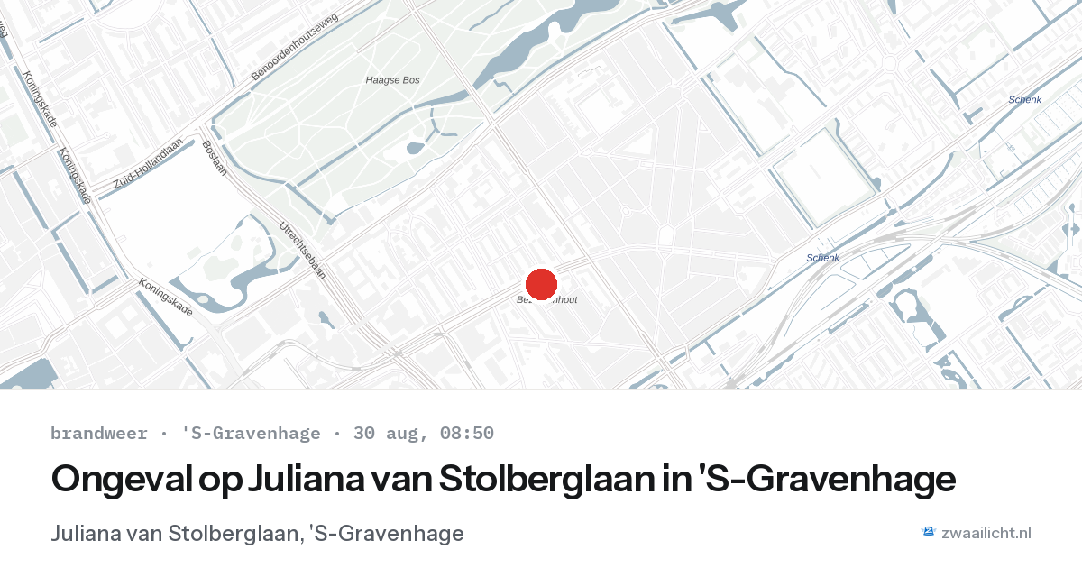 Ongeval op Juliana van Stolberglaan in 'S-Gravenhage — 30 aug 2026