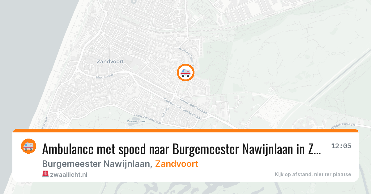 Ambulance met spoed naar Burgemeester Nawijnlaan in Zandvoort — 5 aug 2026