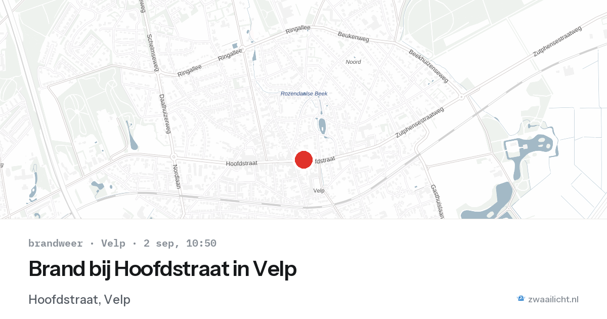 Brand bij Hoofdstraat in Velp — 2 sep 2026