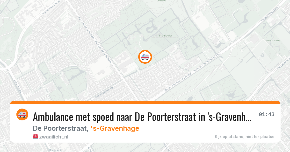 Ambulance met spoed naar De Poorterstraat in 's-Gravenhage — 13 jun 2026