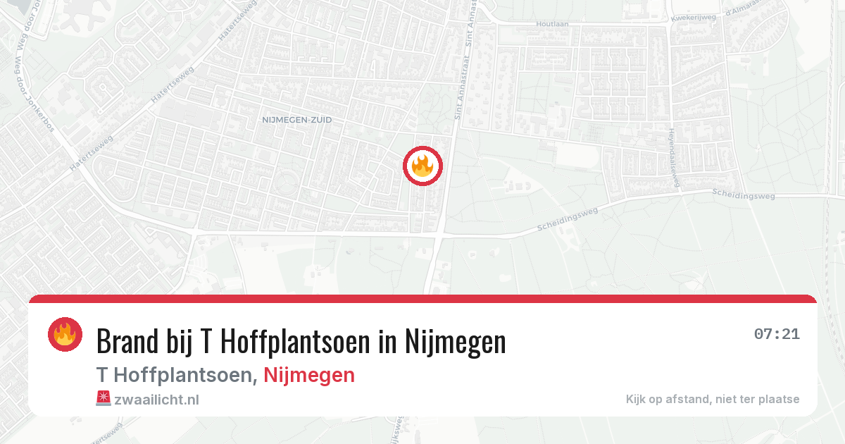 Brand bij T Hoffplantsoen in Nijmegen — 18 mrt 2026