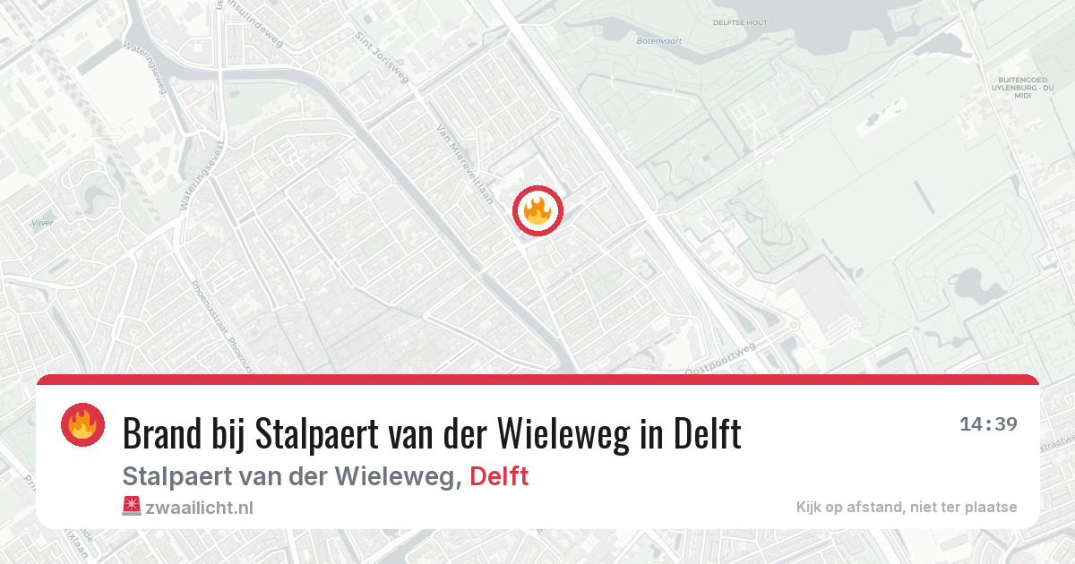 Brand bij Stalpaert van der Wieleweg in Delft — 22 jun 2026