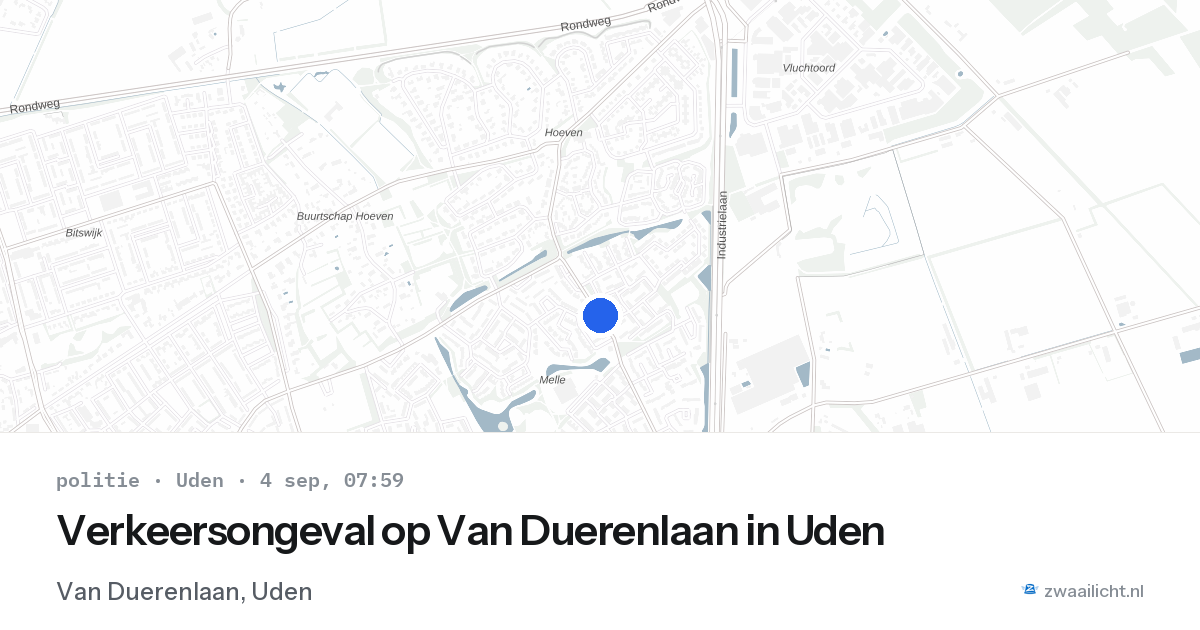 Verkeersongeval op Van Duerenlaan in Uden — 4 sep 2026