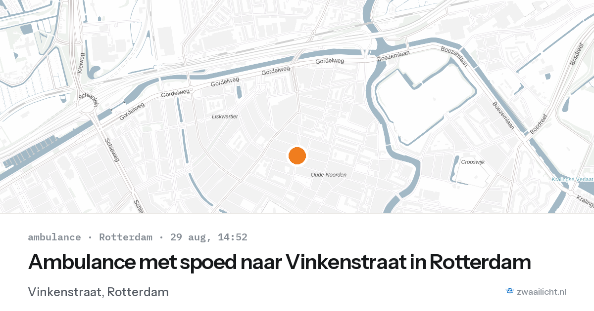Ambulance met spoed naar Vinkenstraat in Rotterdam — 29 aug 2026