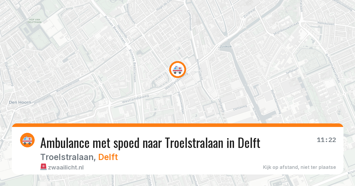 Ambulance met spoed naar Troelstralaan in Delft — 29 jun 2026
