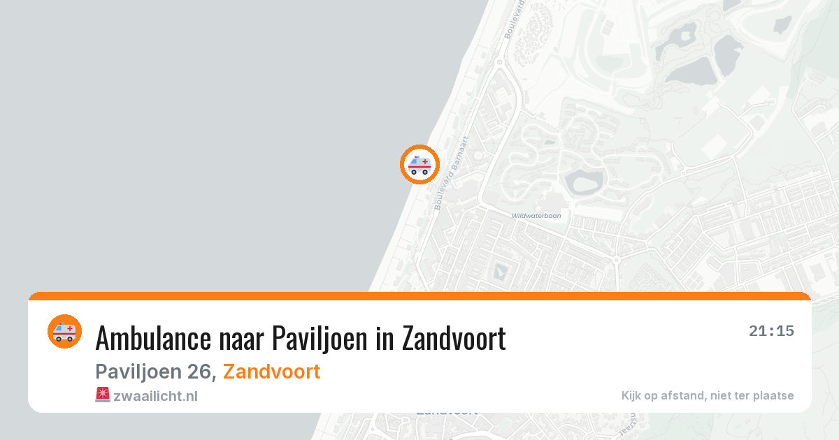 Ambulance naar Paviljoen in Zandvoort — 9 aug 2026