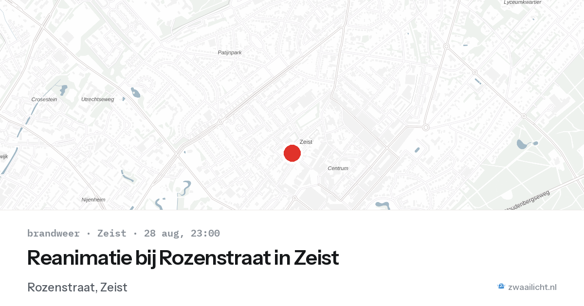 Reanimatie bij Rozenstraat in Zeist — 28 aug 2026