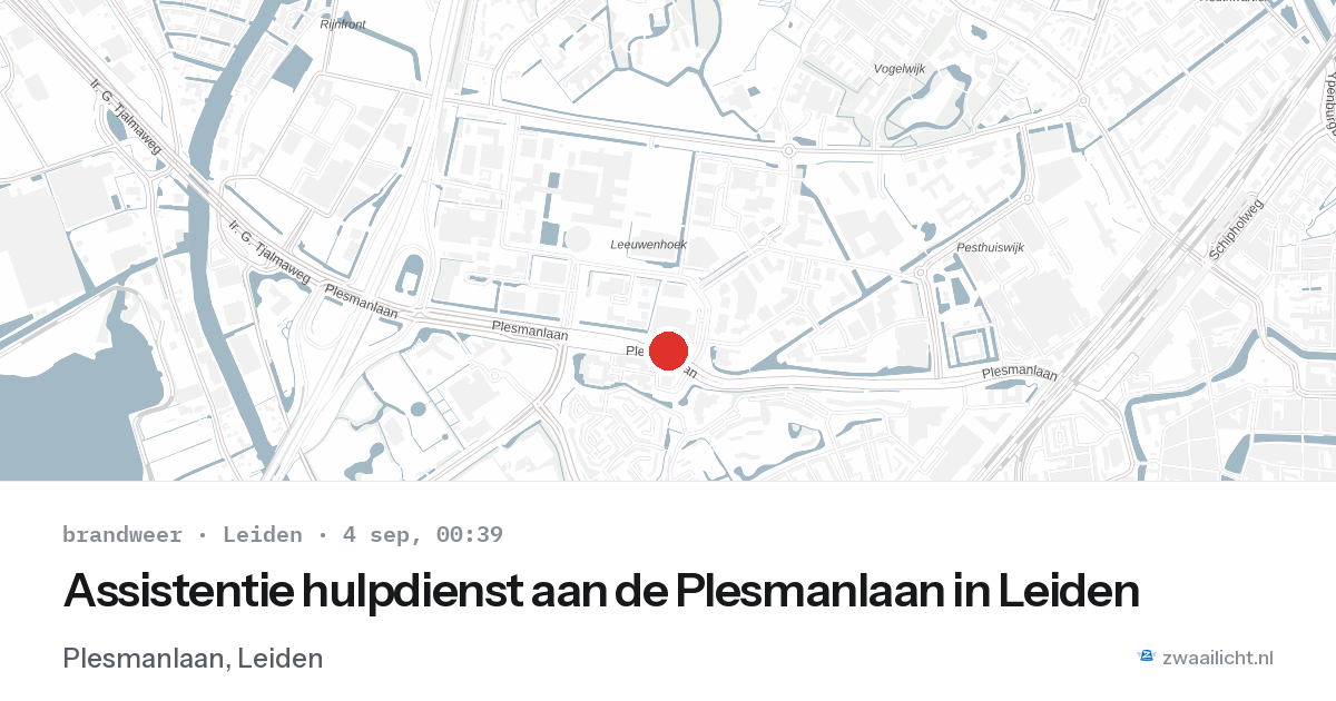 Assistentie hulpdienst aan de Plesmanlaan in Leiden — 3 sep 2026