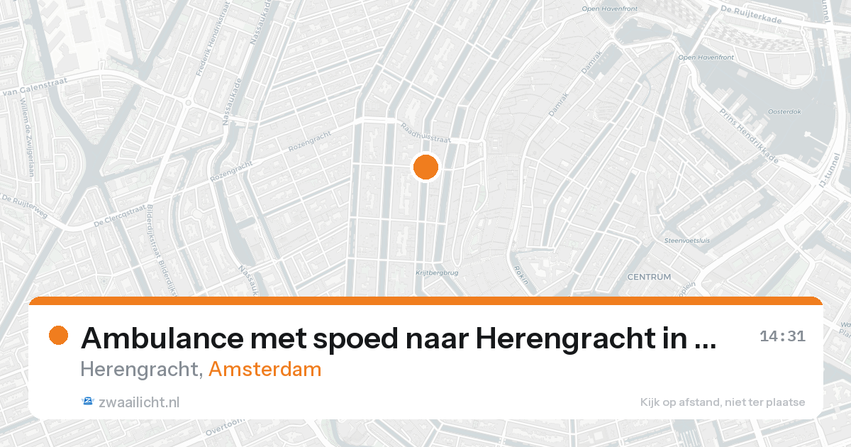 Ambulance met spoed naar Herengracht in Amsterdam — 17 aug 2026