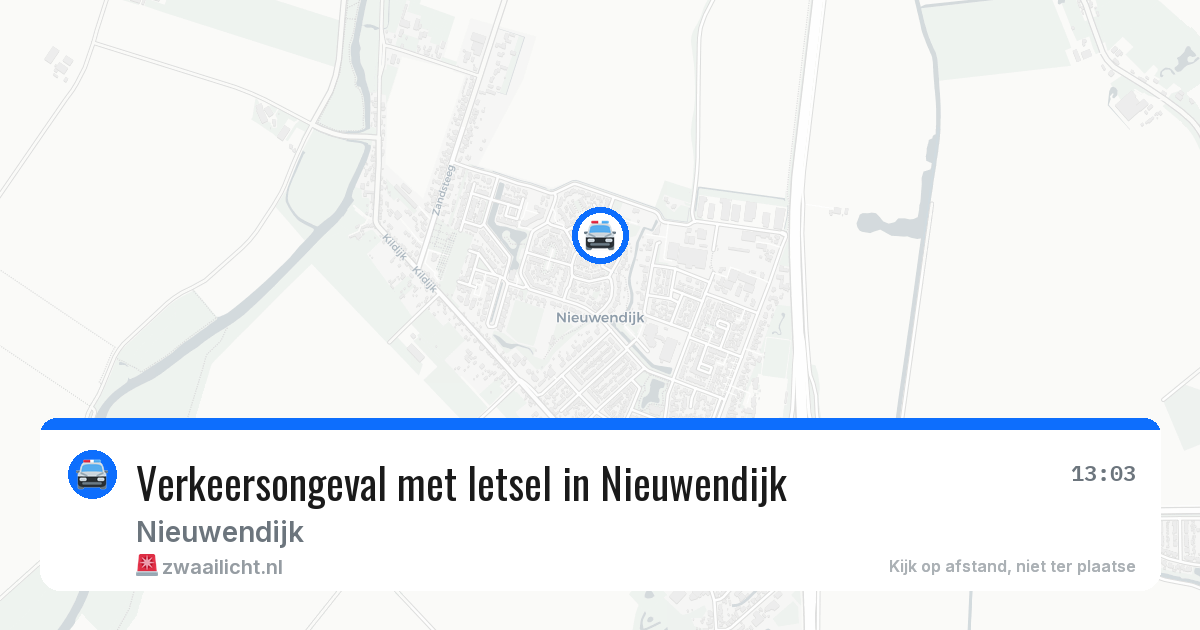 Verkeersongeval met letsel in Nieuwendijk — 23 jul 2026