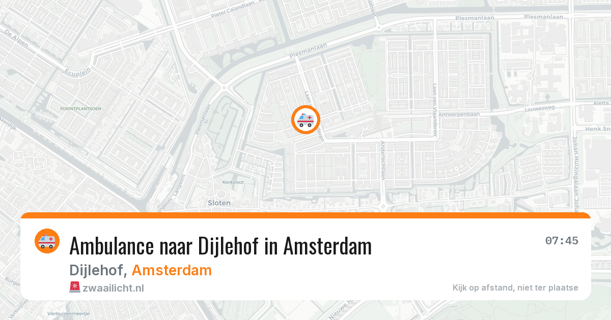 Ambulance naar Dijlehof in Amsterdam — 14 aug 2026