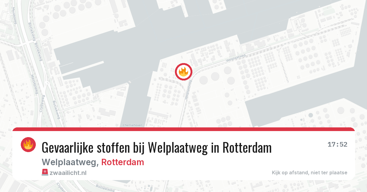 Gevaarlijke stoffen bij Welplaatweg in Rotterdam — 31 mei 2026