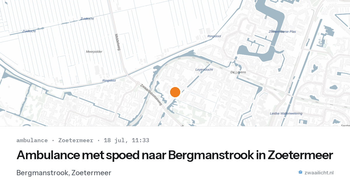 Ambulance met spoed naar Bergmanstrook in Zoetermeer — 18 jul 2026