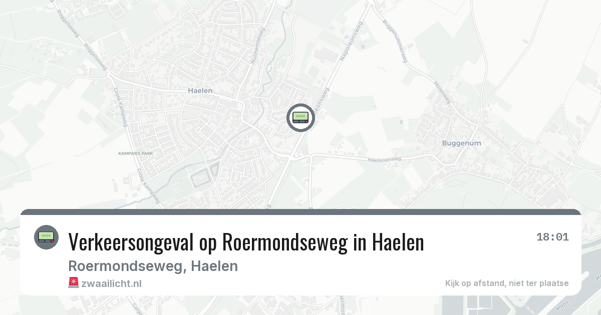 Verkeersongeval op Roermondseweg in Haelen — 1 aug 2026