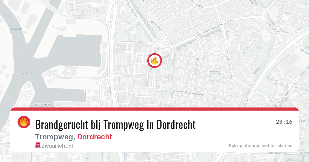 Brandgerucht bij Trompweg in Dordrecht — 15 jul 2026