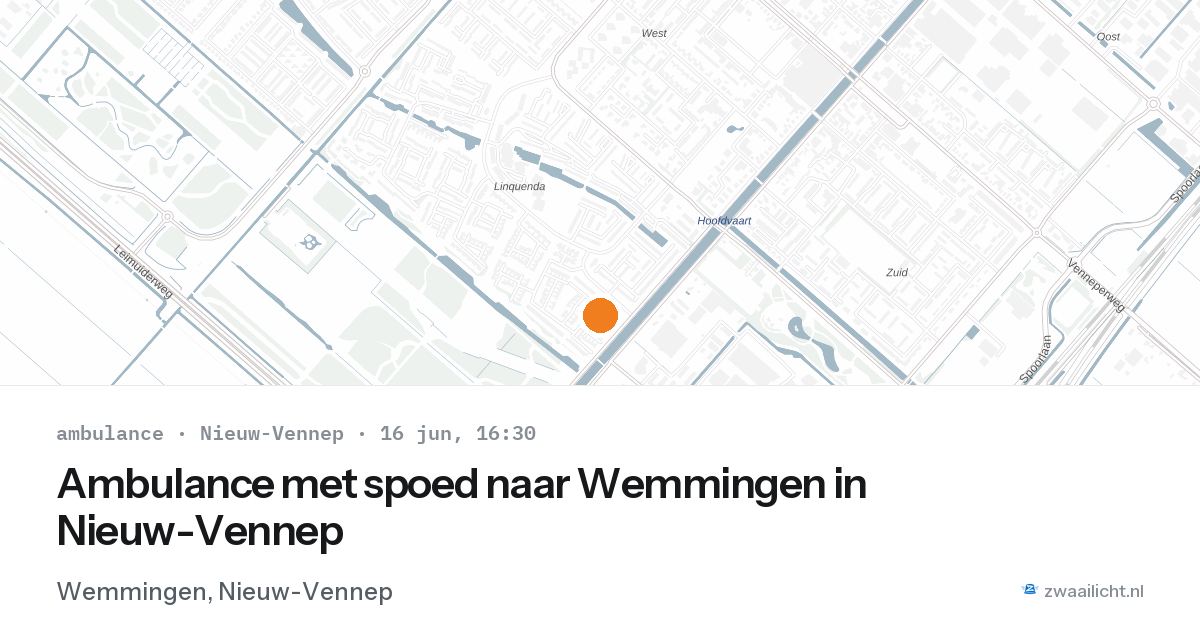Ambulance met spoed naar Wemmingen in Nieuw-Vennep — 16 jun 2026