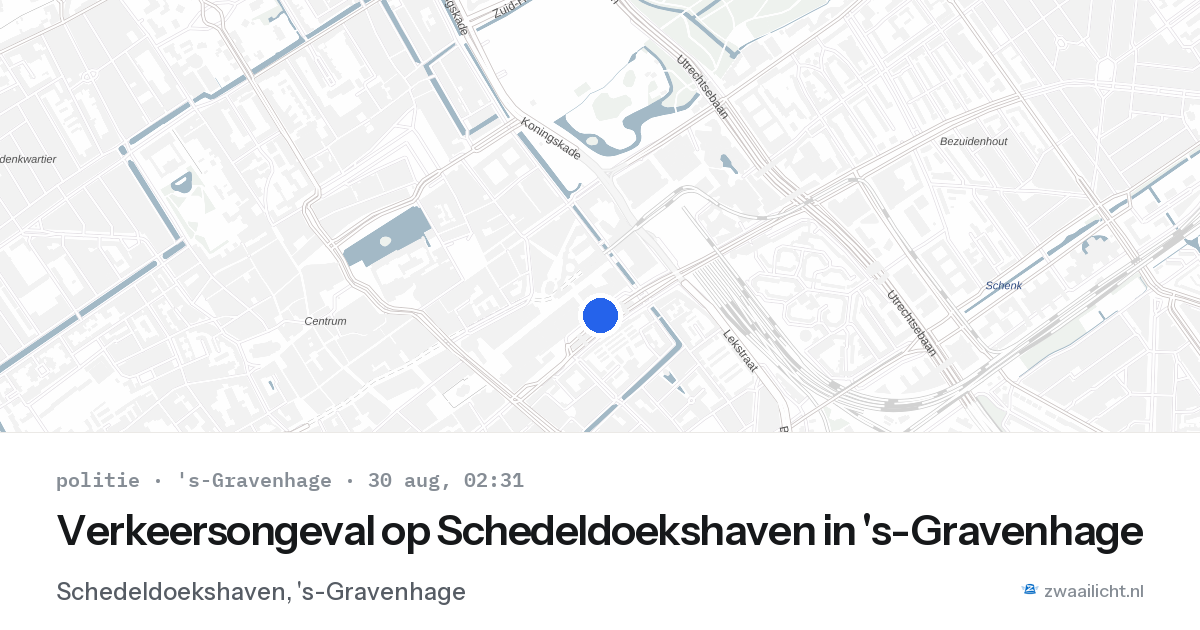 Verkeersongeval op Schedeldoekshaven in 's-Gravenhage — 30 aug 2026