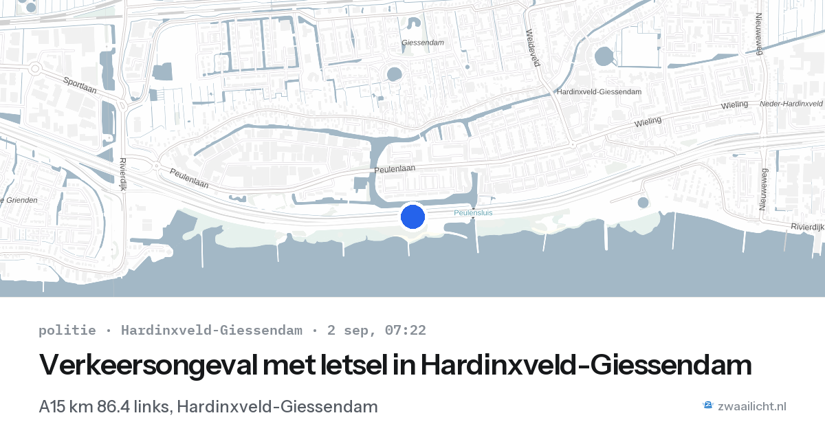 Verkeersongeval met letsel in Hardinxveld-Giessendam — 2 sep 2026