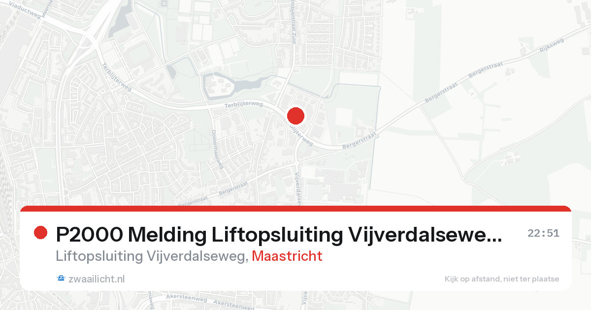 P2000 Melding Liftopsluiting Vijverdalseweg, Maastricht — 7 feb 2026