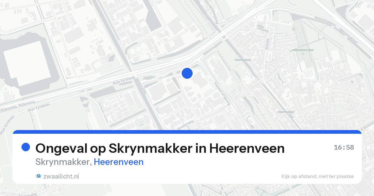 Ongeval op Skrynmakker in Heerenveen — 18 aug 2026