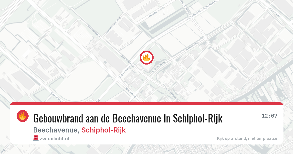 Gebouwbrand aan de Beechavenue in Schiphol-Rijk — 14 jul 2026