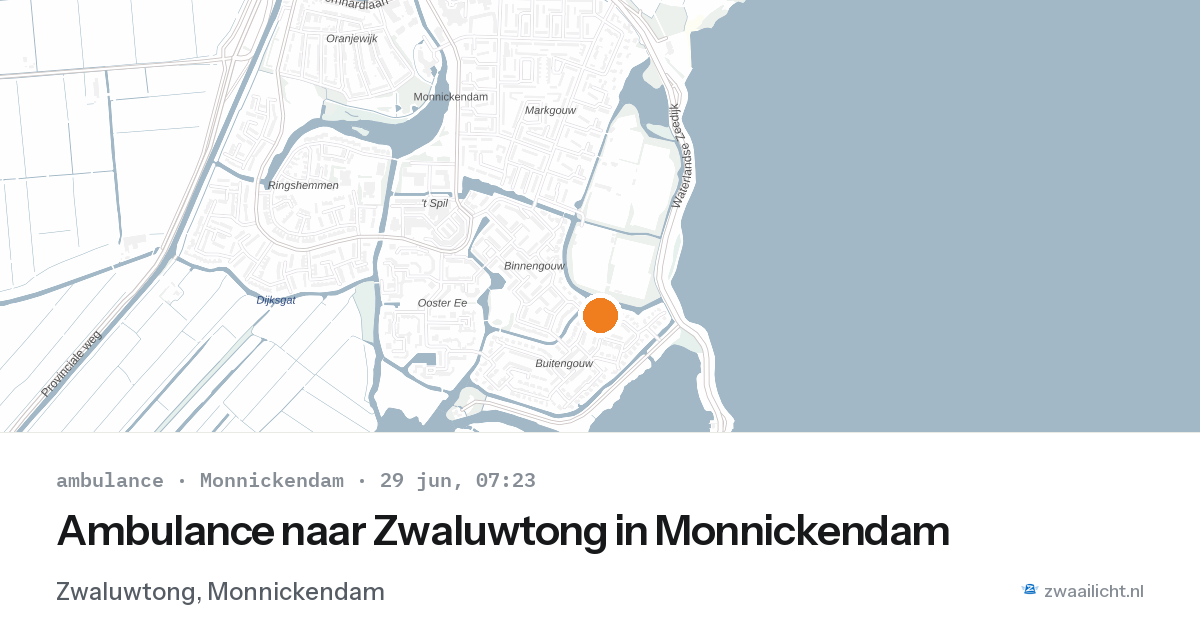 Ambulance naar Zwaluwtong in Monnickendam — 29 jun 2026