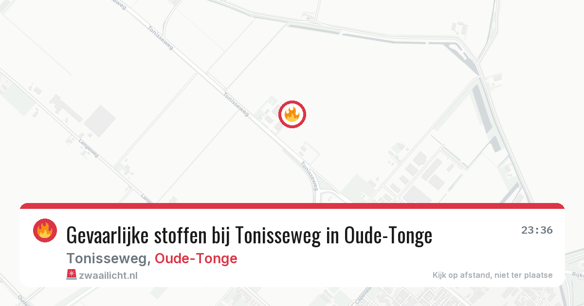Gevaarlijke stoffen bij Tonisseweg in Oude-Tonge — 13 aug 2026