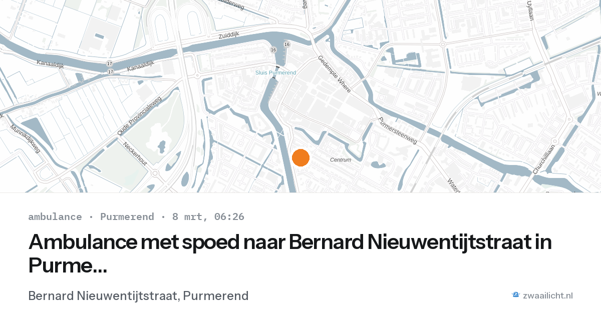 Ambulance met spoed naar Bernard Nieuwentijtstraat in Purmerend — 8 mrt 2026
