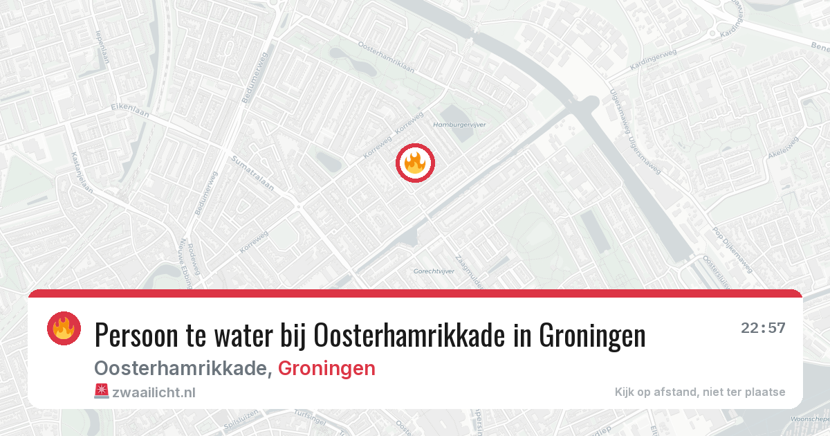 Persoon te water bij Oosterhamrikkade in Groningen — 10 aug 2026