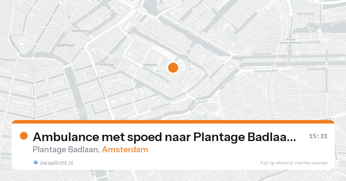 Ambulance met spoed naar Plantage Badlaan in Amsterdam — 22 aug 2026
