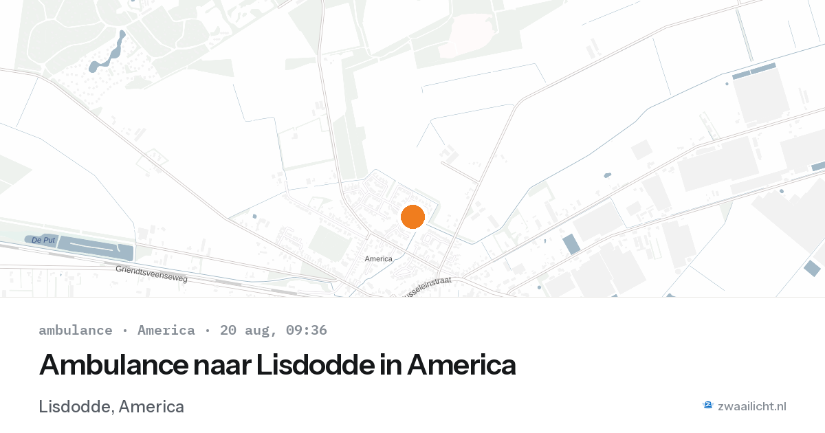 Ambulance naar Lisdodde in America — 20 aug 2026