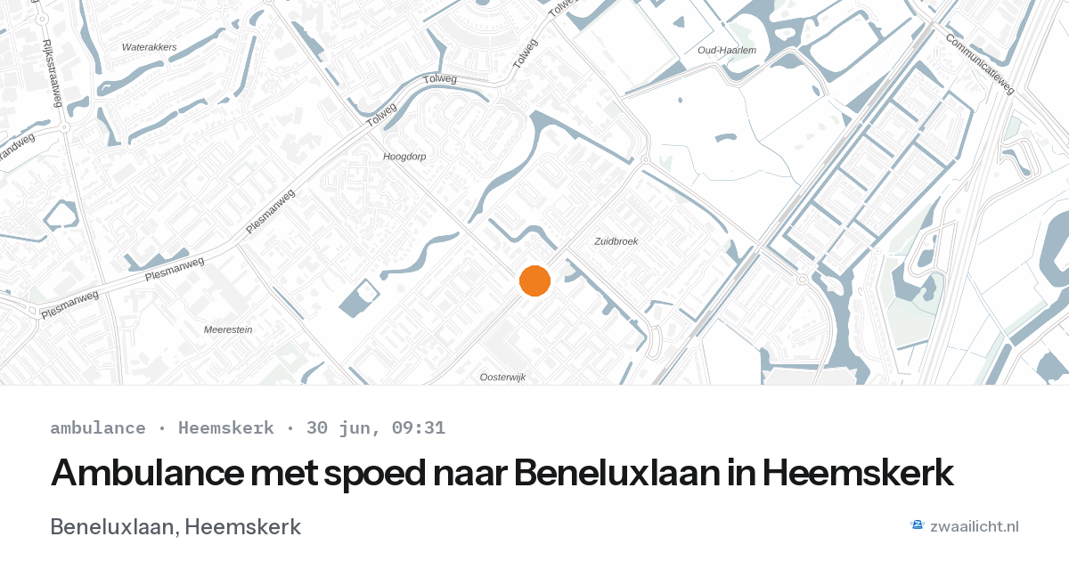 Ambulance met spoed naar Beneluxlaan in Heemskerk — 30 jun 2026