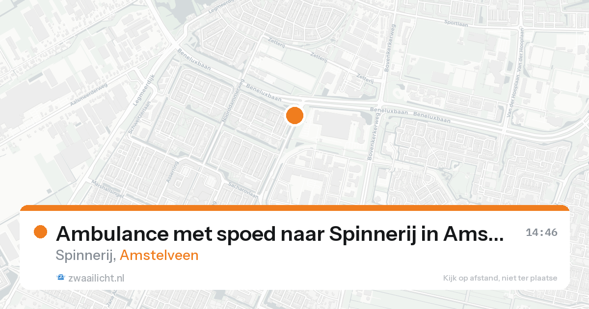 Ambulance met spoed naar Spinnerij in Amstelveen — 17 aug 2026