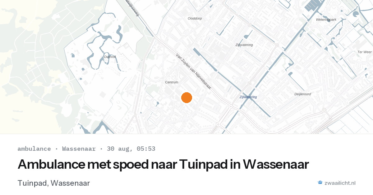 Ambulance met spoed naar Tuinpad in Wassenaar — 30 aug 2026