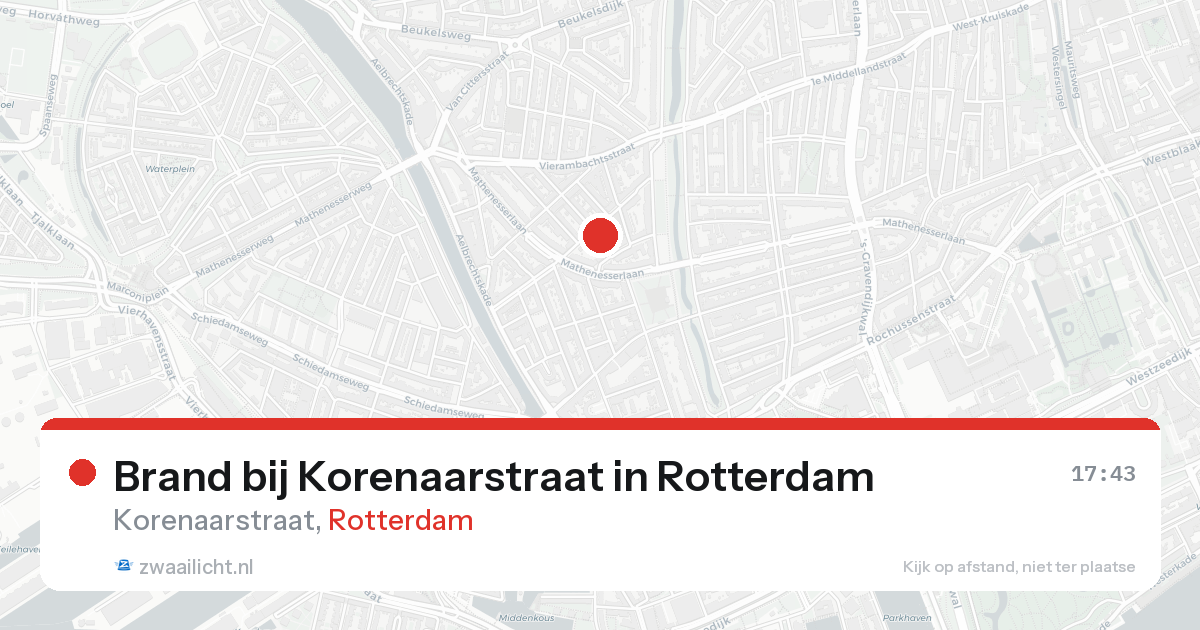 Brand bij Korenaarstraat in Rotterdam — 25 aug 2026