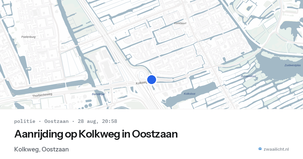 Aanrijding op Kolkweg in Oostzaan — 28 aug 2026