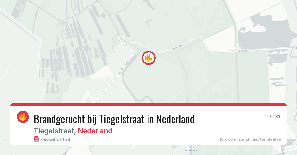 Brandgerucht bij Tiegelstraat in Nederland — 13 aug 2026