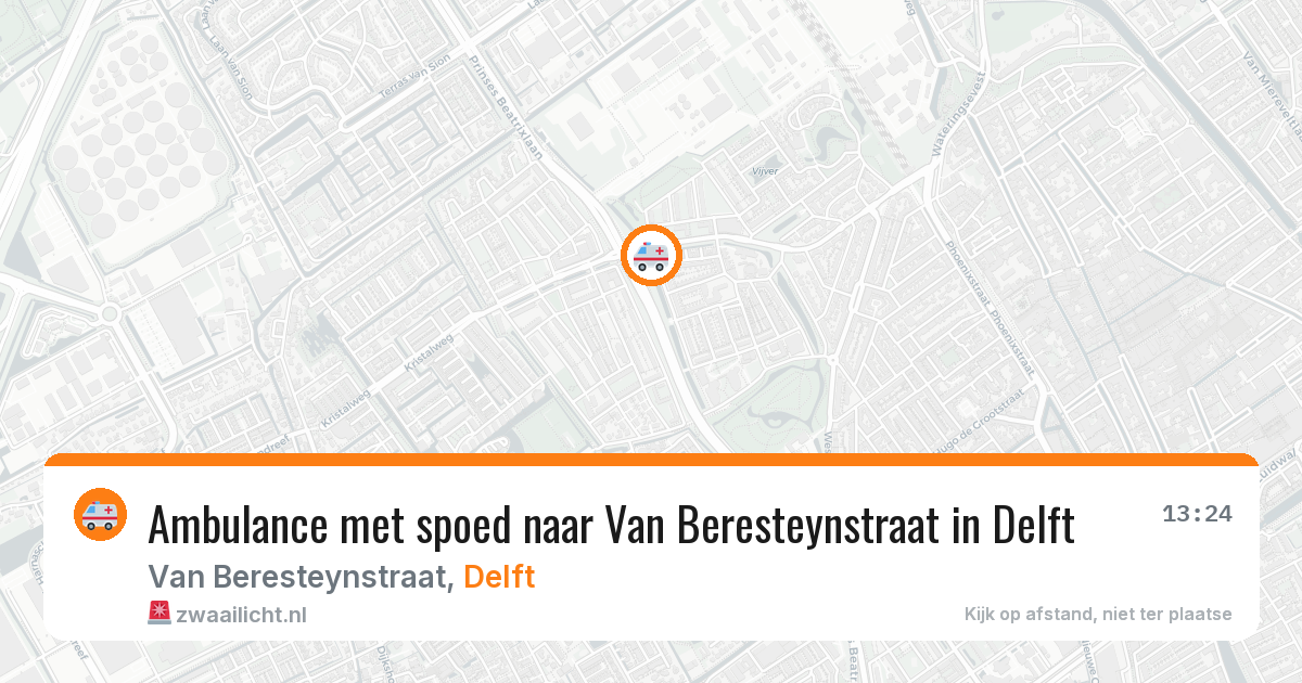 Ambulance met spoed naar Van Beresteynstraat in Delft — 17 jun 2026