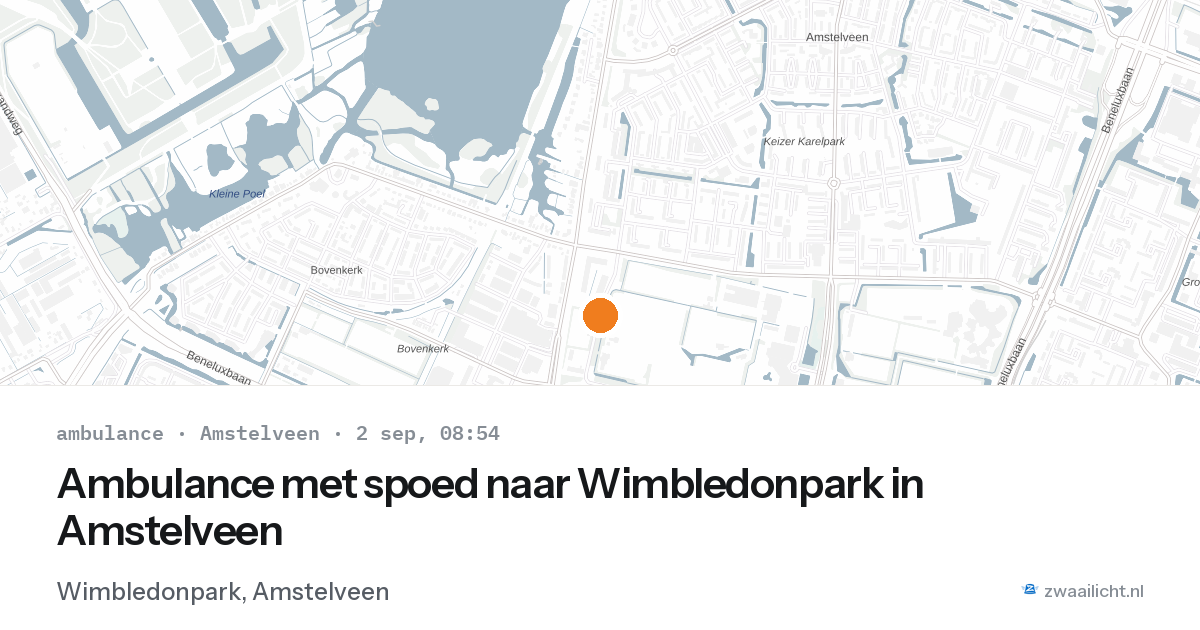 Ambulance met spoed naar Wimbledonpark in Amstelveen — 2 sep 2026